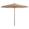 Lauko skėtis nuo saulės su mediniu stulpu, taupe spalvos, 350cm