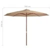 Lauko skėtis nuo saulės su mediniu stulpu, taupe spalvos, 350cm