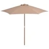 Lauko skėtis nuo saulės su mediniu stulpu, taupe, 270cm