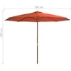 Lauko skėtis nuo saulės su mediniu stulpu, terakota, 350cm