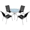 Lauko baldų komplektas Lauko valgomojo baldų komplektas, 5d., juodas, plienas