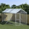 Lauko voljeras šunims su stogu, sidabrinis, 2x6x2,5m, plienas