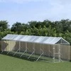Lauko voljeras šunims su stogu, sidabrinis, 2x14x2,5m, plienas
