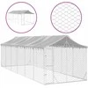 Lauko voljeras šunims su stogu, sidabrinis, 3x9x2,5m, plienas