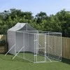 Lauko voljeras šunims su stogu, sidabrinis, 2x6x2,5m, plienas
