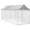 Lauko voljeras šunims su stogu, sidabrinis, 2x6x2,5m, plienas