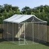 Lauko voljeras šunims su stogu, sidabrinis, 3x4,5x2,5m, plienas