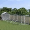 Lauko voljeras šunims su stogu, sidabrinis, 2x14x2,5m, plienas