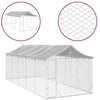 Lauko voljeras šunims su stogu, sidabrinis, 3x7,5x2,5m, plienas