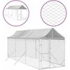 Lauko voljeras šunims su stogu, sidabrinis, 2x6x2,5m, plienas
