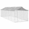 Lauko voljeras šunims su stogu, sidabrinis, 3x9x2,5m, plienas