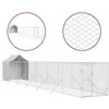 Lauko voljeras šunims su stogu, sidabrinis, 2x14x2,5m, plienas