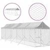 Lauko voljeras šunims su stogu, sidabrinis, 2x10x2,5m, plienas