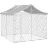 Lauko voljeras šunims su stogu, sidabrinis, 3x3x2,5m, plienas
