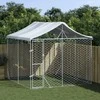 Lauko voljeras šunims su stogu, sidabrinis, 3x3x2,5m, plienas