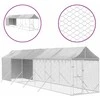 Lauko voljeras šunims su stogu, sidabrinis, 2x10x2,5m, plienas