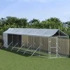 Lauko voljeras šunims su stogu, sidabrinis, 2x14x2,5m, plienas