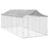 Lauko voljeras šunims su stogu, sidabrinis, 3x7,5x2,5m, plienas