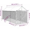 Lauko voljeras šunims su stogu, sidabrinis, 2x6x2,5m, plienas