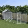 Lauko voljeras šunims su stogu, sidabrinis, 2x10x2,5m, plienas