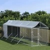Lauko voljeras šunims su stogu, sidabrinis, 2x10x2,5m, plienas