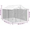 Lauko voljeras šunims su stogu, sidabrinis, 3x4,5x2,5m, plienas