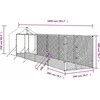 Lauko voljeras šunims su stogu, sidabrinis, 2x10x2,5m, plienas