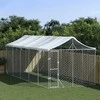 Lauko voljeras šunims su stogu, sidabrinis, 3x7,5x2,5m, plienas
