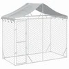 Lauko voljeras šunims su stogu, sidabrinis, 3x1,5x2,5m, plienas