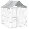 Lauko voljeras šunims su stogu, sidabrinis, 2x2x2,5m, plienas