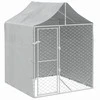 Lauko voljeras šunims su stogu, sidabrinis, 2x2x2,5m, plienas