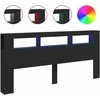 LED galvūgalis, juodas, 220x18,5x103,5cm, apdirbta mediena