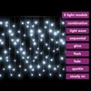 LED girlianda varvekliai, 10m, 400 šaltų baltų LED, 8 funkcijos