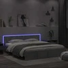 Lovos rėmas su galvūgaliu ir LED, betono pilkas, 200x200cm