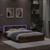 Lova Lovos rėmas su galvūgaliu ir LED, dūminio ąžuolo, 160x200cm