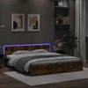 Lova Lovos rėmas su galvūgaliu ir LED, dūminio ąžuolo, 200x200cm