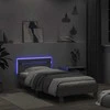 Lovos rėmas su galvūgaliu ir LED lemputėmis, pilkas, 100x200cm