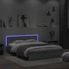 Lova Lovos rėmas su galvūgaliu ir LED, pilkas ąžuolo, 160x200cm