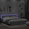 Lova Lovos rėmas su galvūgaliu ir LED, pilkas ąžuolo, 200x200cm