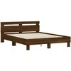 Lovos rėmas su galvūgaliu ir LED, rudas ąžuolo, 150x200cm