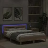 Lova Lovos rėmas su galvūgaliu ir LED, sonoma ąžuolo, 150x200cm