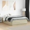 Lova Lovos rėmas su LED, ąžuolo, 140x190cm, apdirbta mediena
