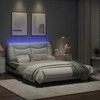 Lova Lovos rėmas su LED, baltas ir juodas, 140x190cm, dirbtinė oda