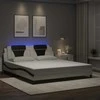 Lova Lovos rėmas su LED, baltas ir juodas, 180x200cm, dirbtinė oda