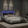 Lova Lovos rėmas su LED, baltas ir juodas, 140x190cm, dirbtinė oda