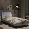 Lova Lovos rėmas su LED, baltos spalvos, 90x190cm, dirbtinė oda