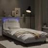 Lova Lovos rėmas su LED, baltos spalvos, 90x200cm, dirbtinė oda