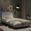 Lova Lovos rėmas su LED, baltos spalvos, 100x200cm, dirbtinė oda