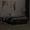 Lova Lovos rėmas su LED, dūminio ąžuolo, 120x190cm, apdirbta mediena