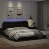 Lova Lovos rėmas su LED, juodas ir baltas, 180x200cm, dirbtinė oda